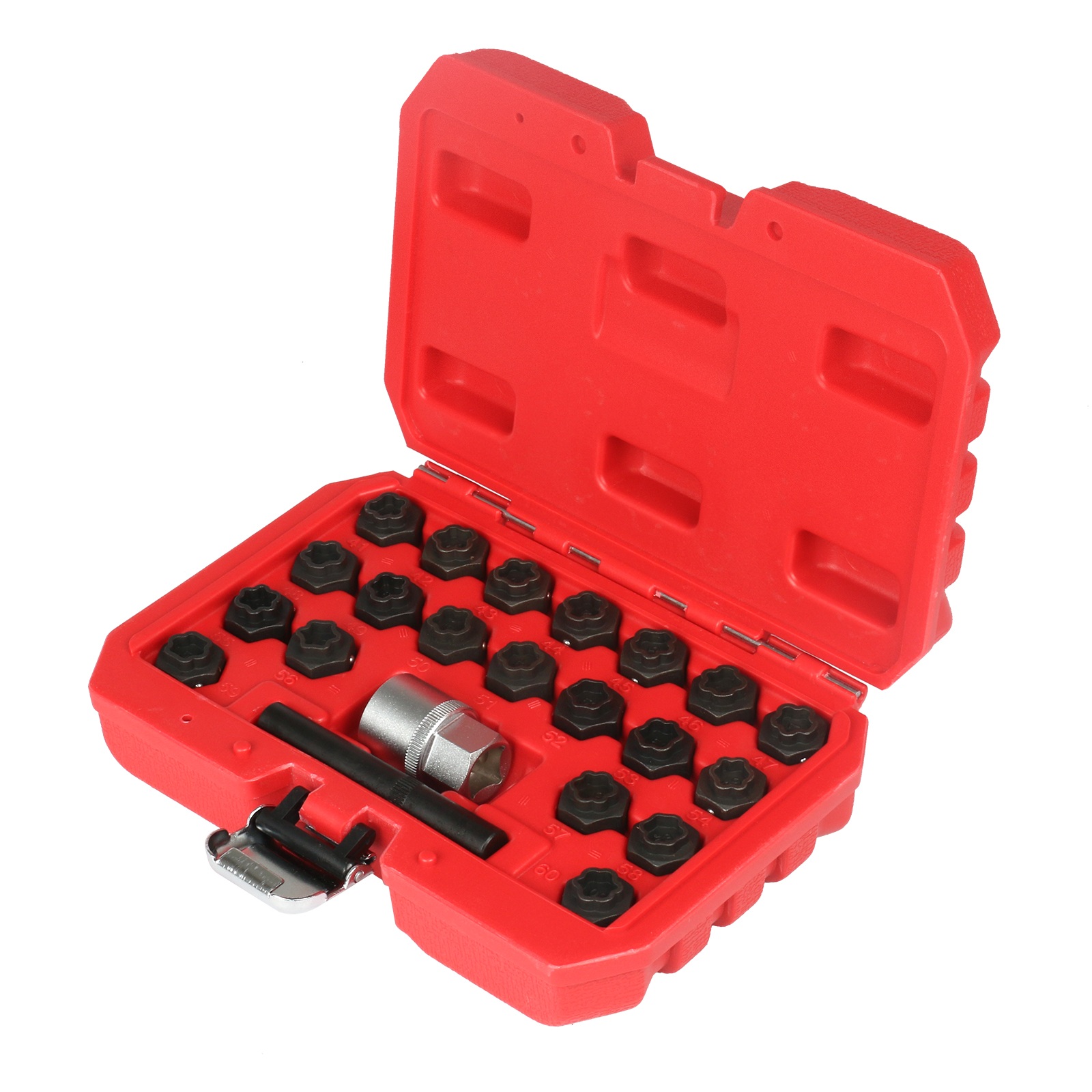 Detail view of the exact BMW wheel lock key set.