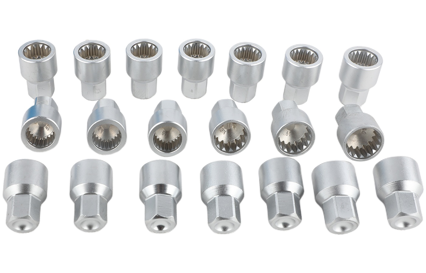 Detail view of the exact Porsche wheel lock key set.