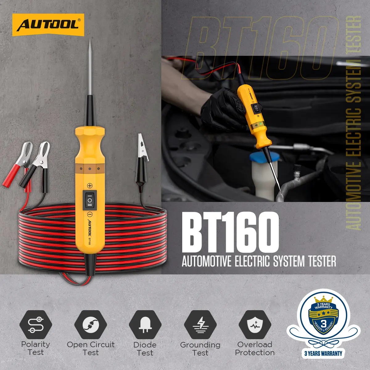 Exact first-party product or workflow view of AUTOOL BT160 automotive circuit tester