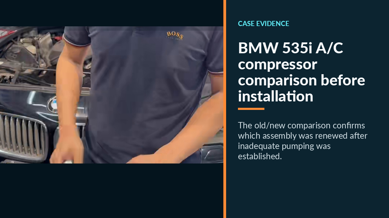 BMW 535i A/C compressor comparison before installation