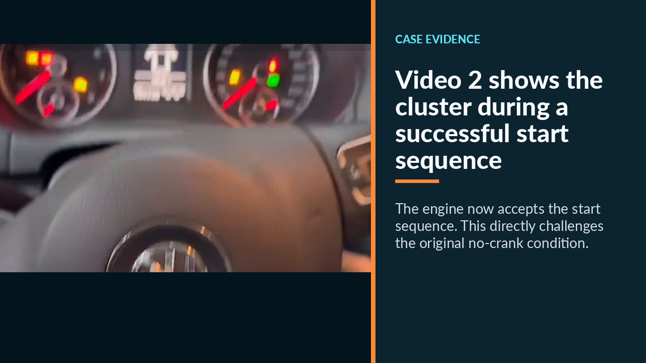 Video 2 shows the cluster during a successful start sequence