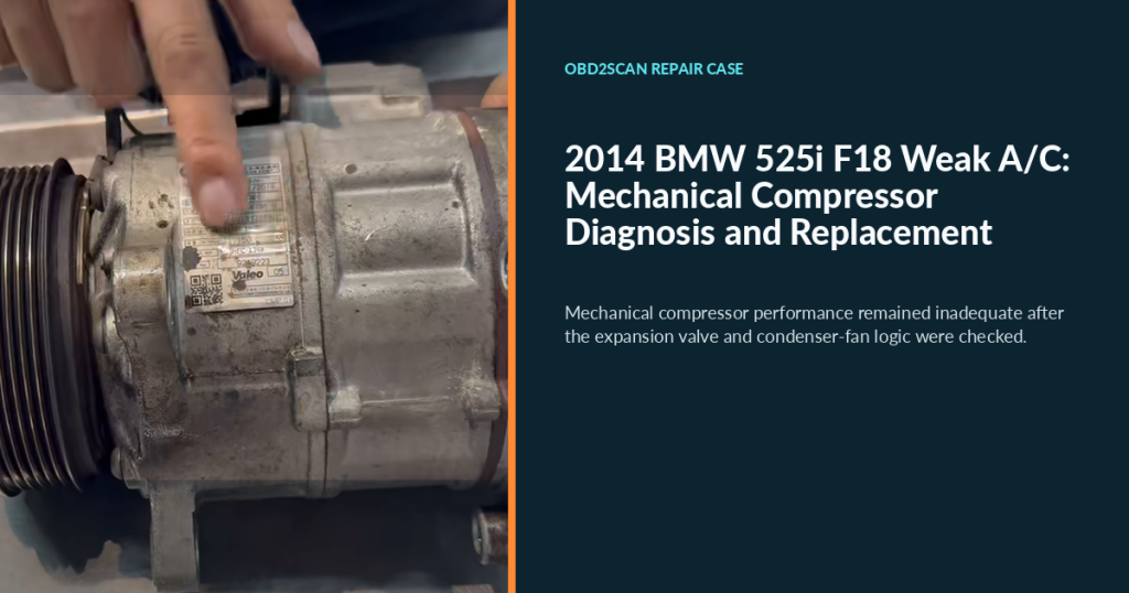 2014 BMW 525i F18 Weak A/C: Mechanical Compressor Diagnosis and Replacement