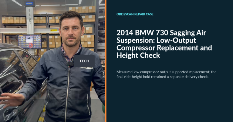 2014 BMW 730 Sagging Air Suspension: Low-Output Compressor Replacement and Height Check search cover