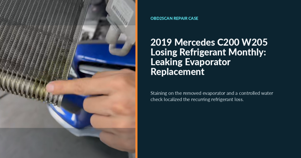 2019 Mercedes C200 W205 Losing Refrigerant Monthly: Leaking Evaporator Replacement