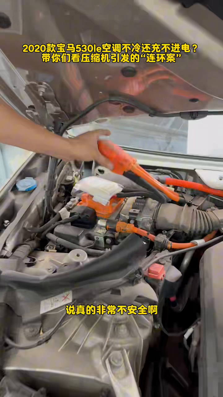 Orange high-voltage branch indicated in the engine bay