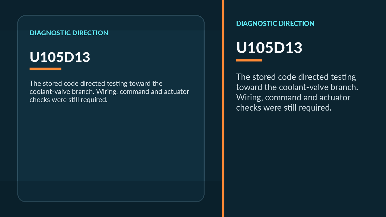 Diagnostic screen displaying Mercedes code U105D13