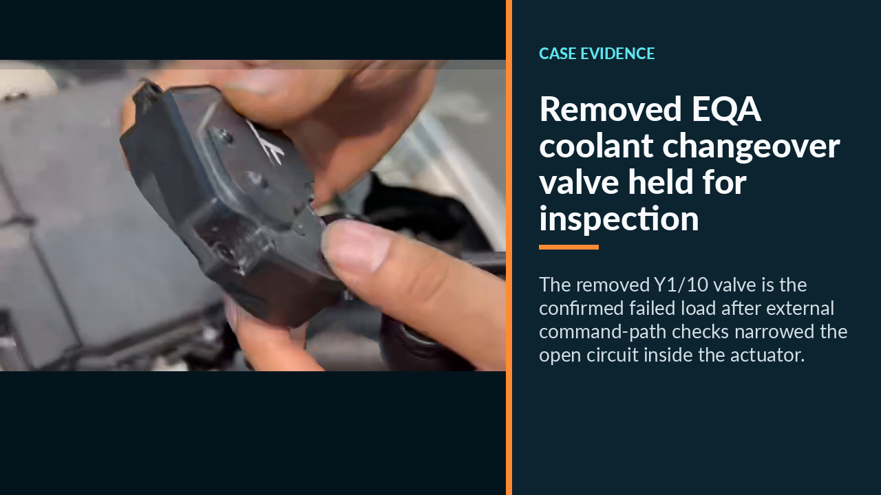 Removed EQA coolant changeover valve held for inspection