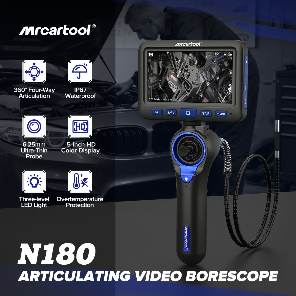 Exact first-party product or workflow view of MRCARTOOL N180 360-degree articulating borescope