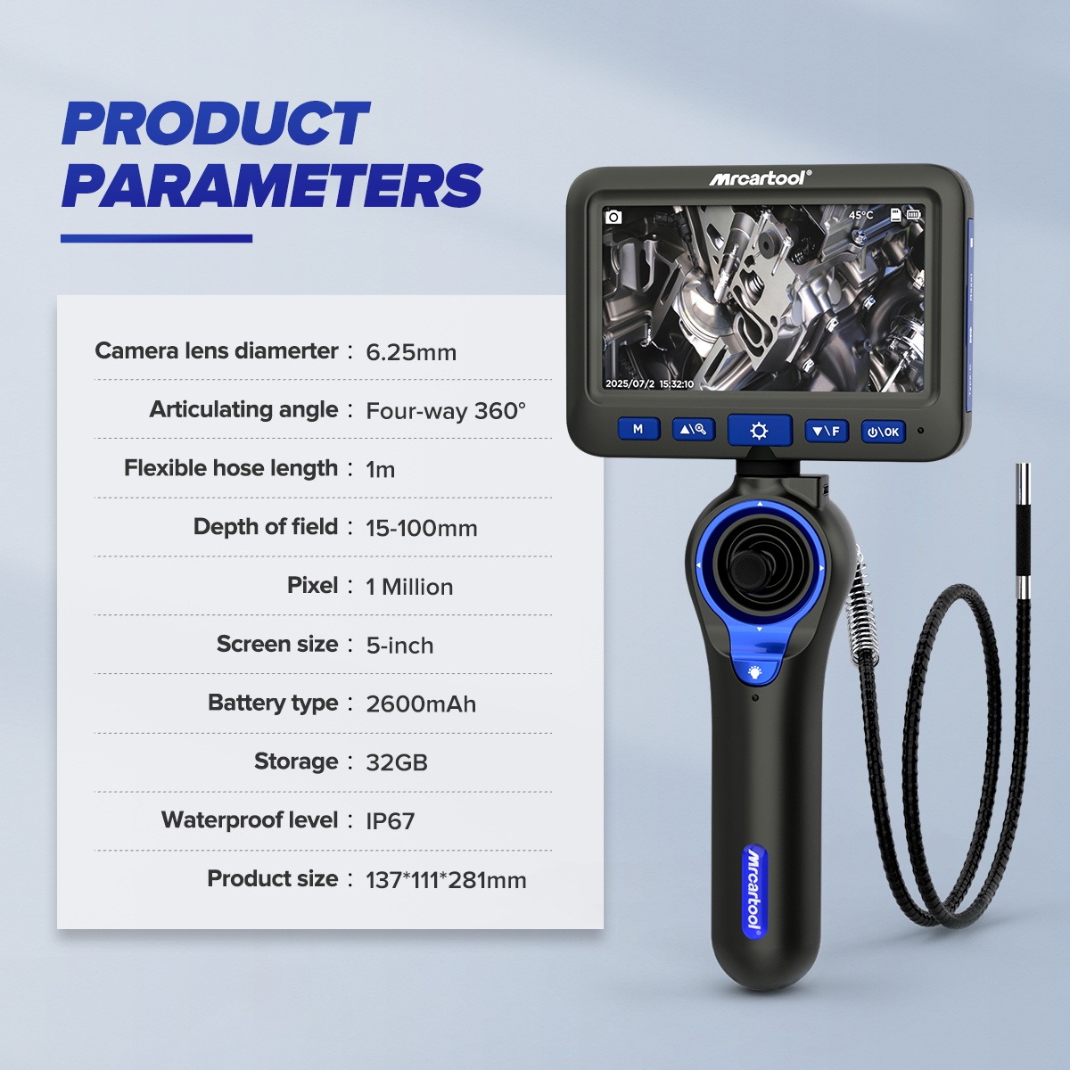 Second exact first-party product or workflow view of MRCARTOOL N180 360-degree articulating borescope