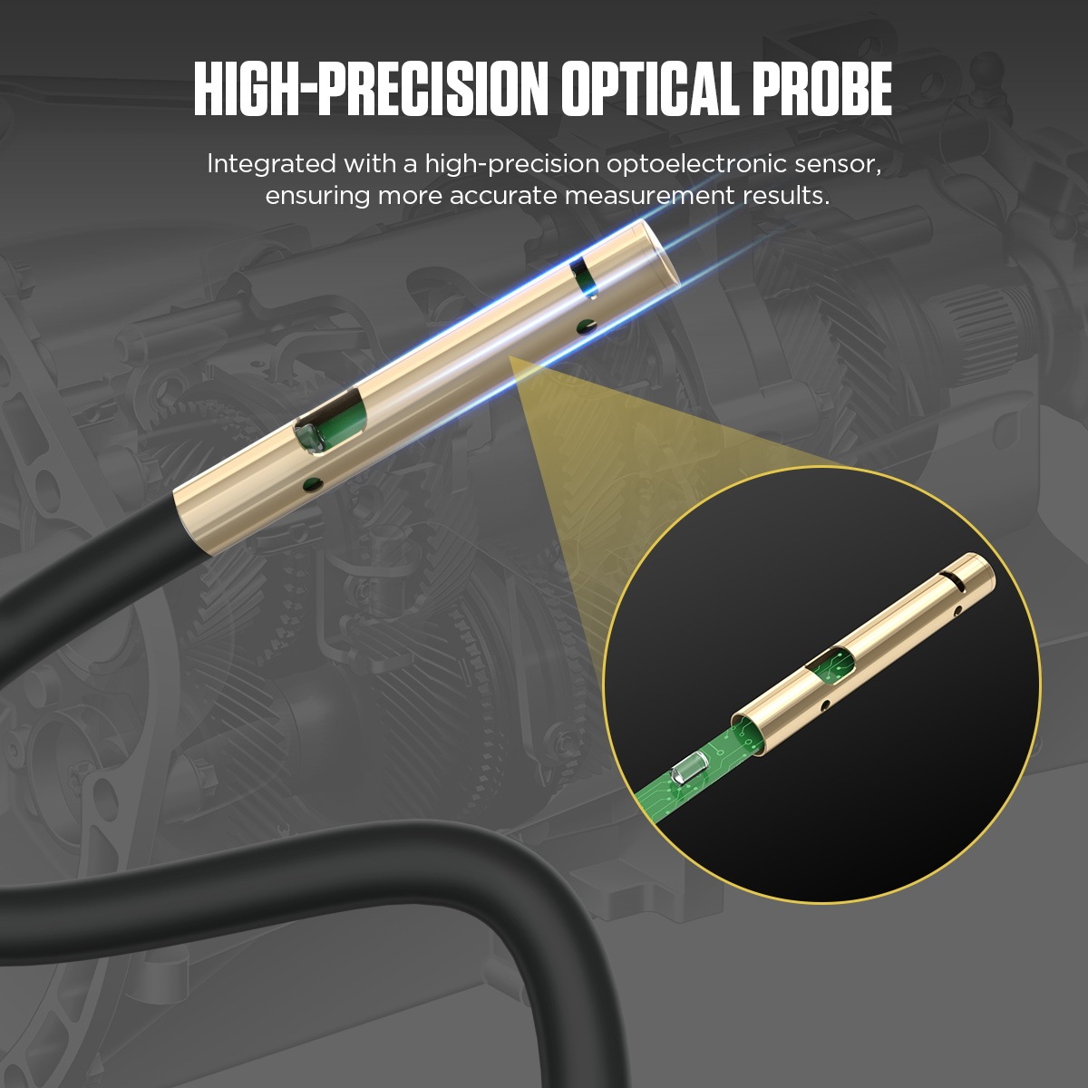 Close-up of the AUTOOL AS505 optical transmission fluid probe tip