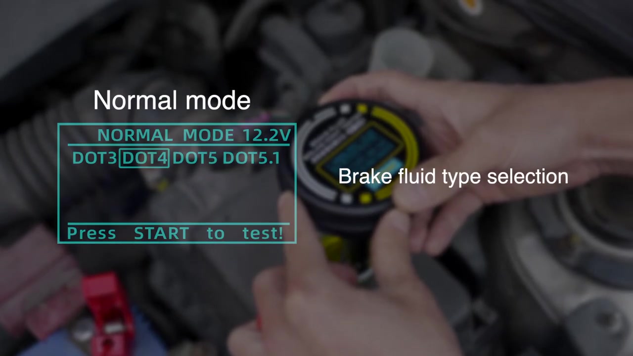 AUTOOL AS506 Normal mode screen showing brake fluid type selection and 12 volt supply