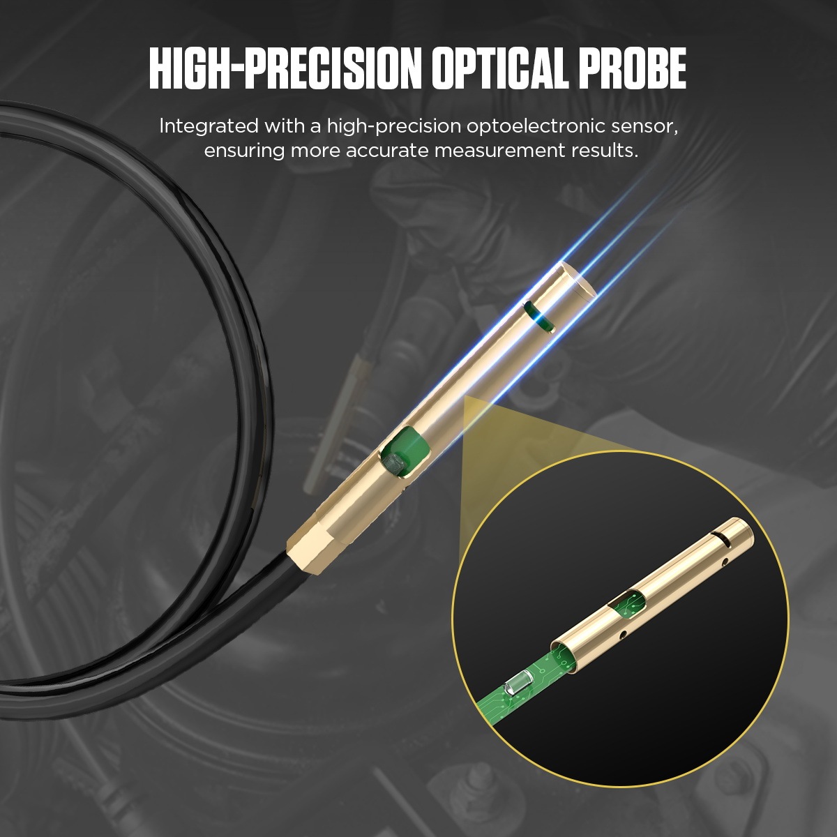 Close-up diagram of the AUTOOL AS507 optical power steering fluid probe