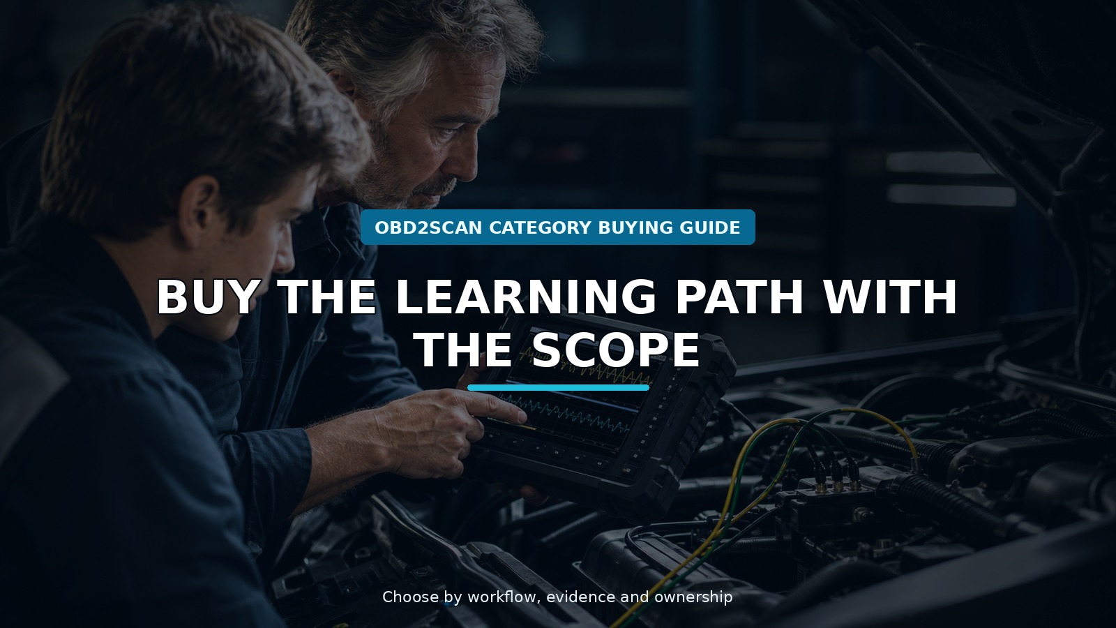 Workshop scene for automotive oscilloscope buying guide