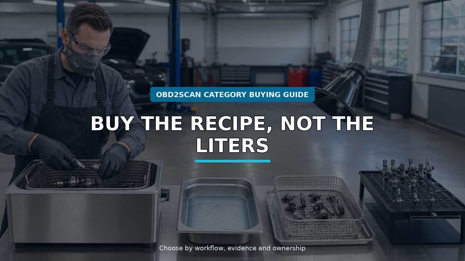 Workshop scene for automotive ultrasonic cleaner buying guide
