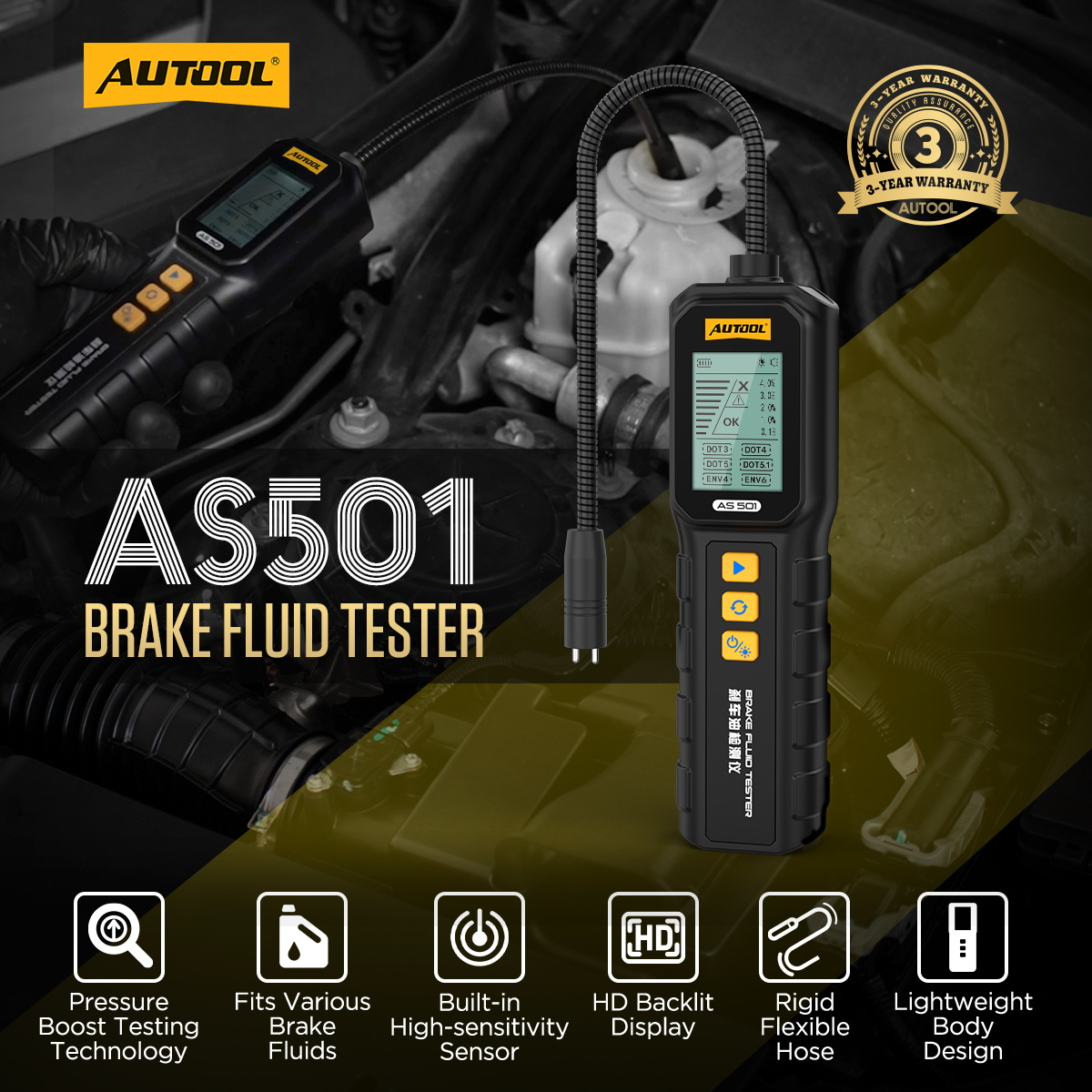 AUTOOL AS501 exact-model product and supplied setup view.