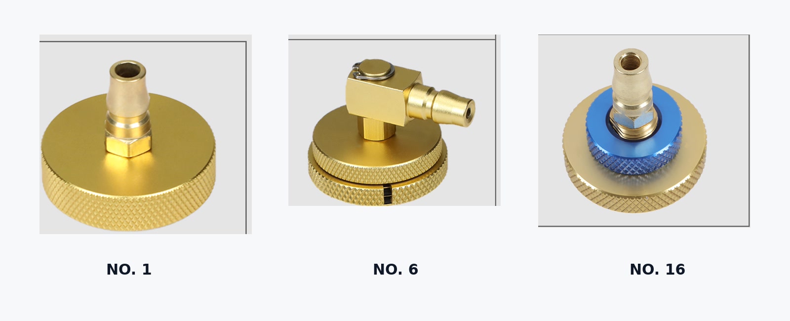 Three AUTOOL AST605 reservoir adapter examples labelled No. 1, No. 6 and No. 16.