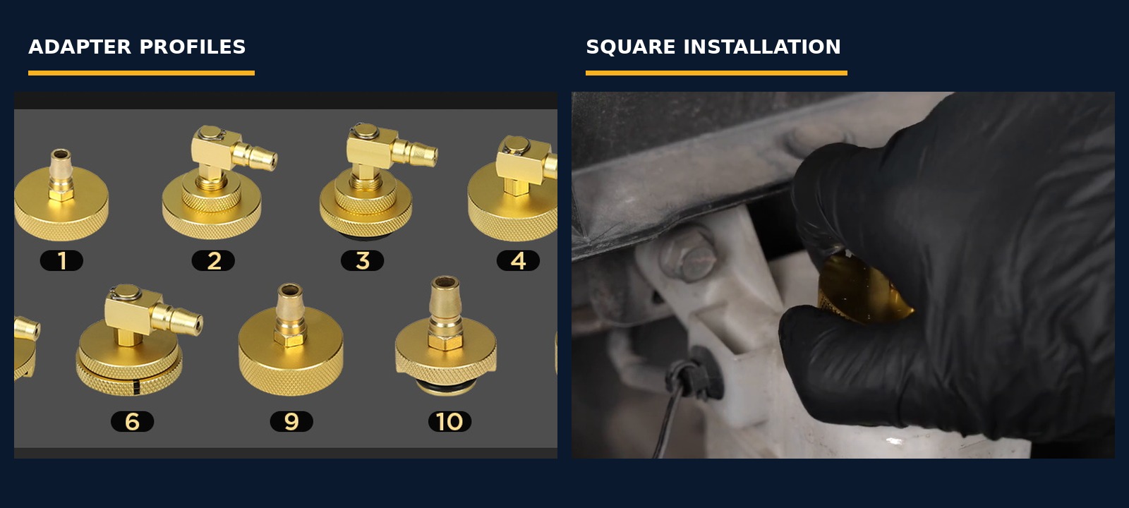 AUTOOL AST612 reservoir-adapter profiles beside an operator installing an adapter squarely on a brake-fluid reservoir.