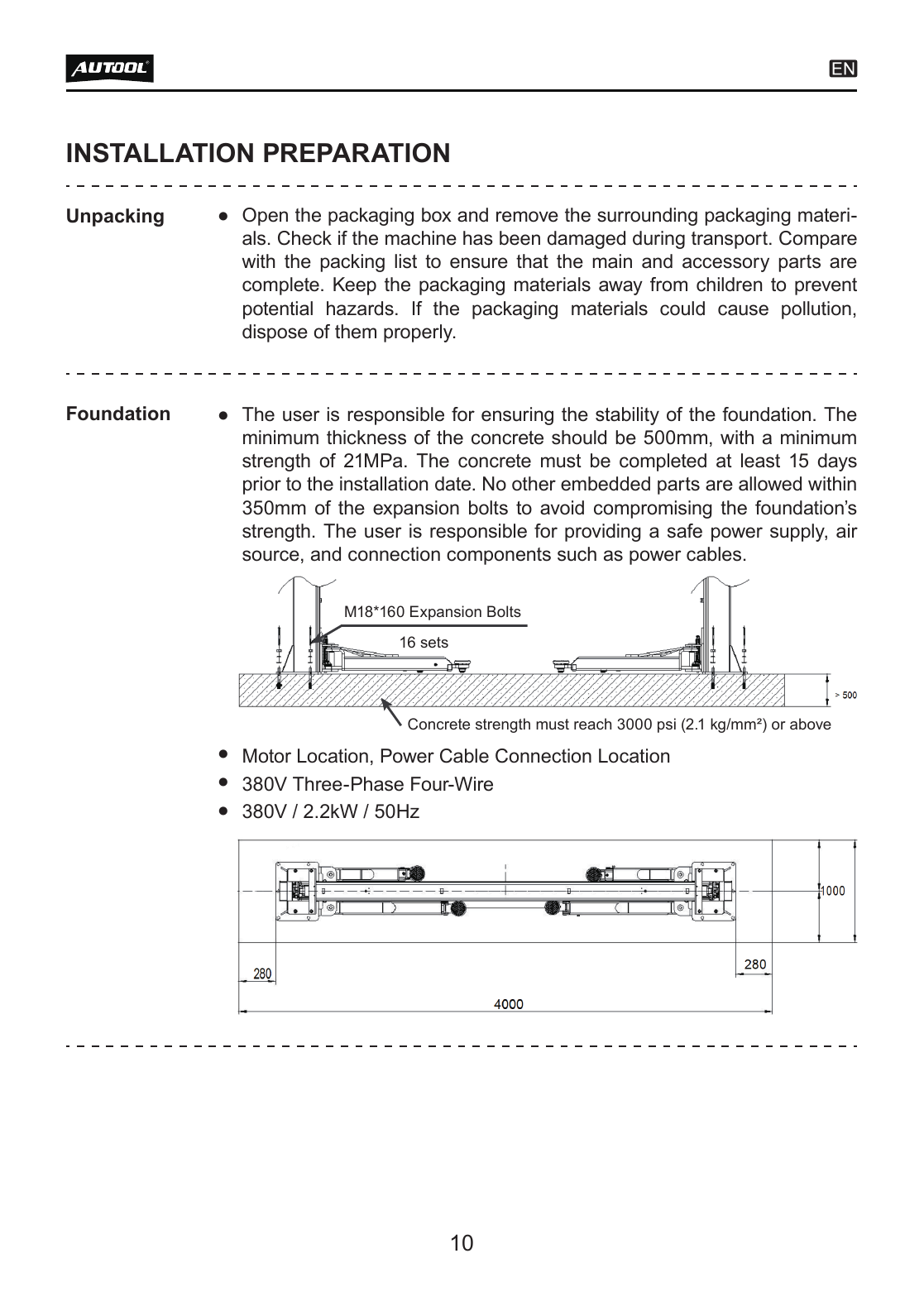 AUTOOL ATL-4.5DW professional vehicle lift exact-model view.