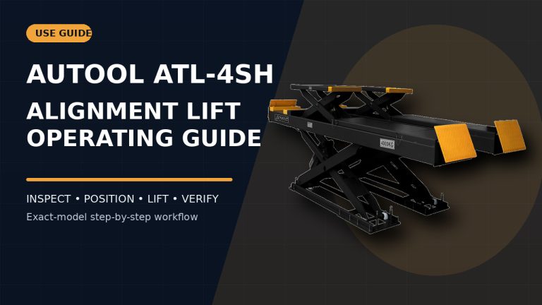 AUTOOL ATL-4SH twin-scissor alignment lift beside a How to Use title.