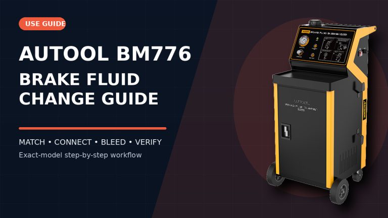 AUTOOL BM776 brake fluid changer beside a How to Use title.
