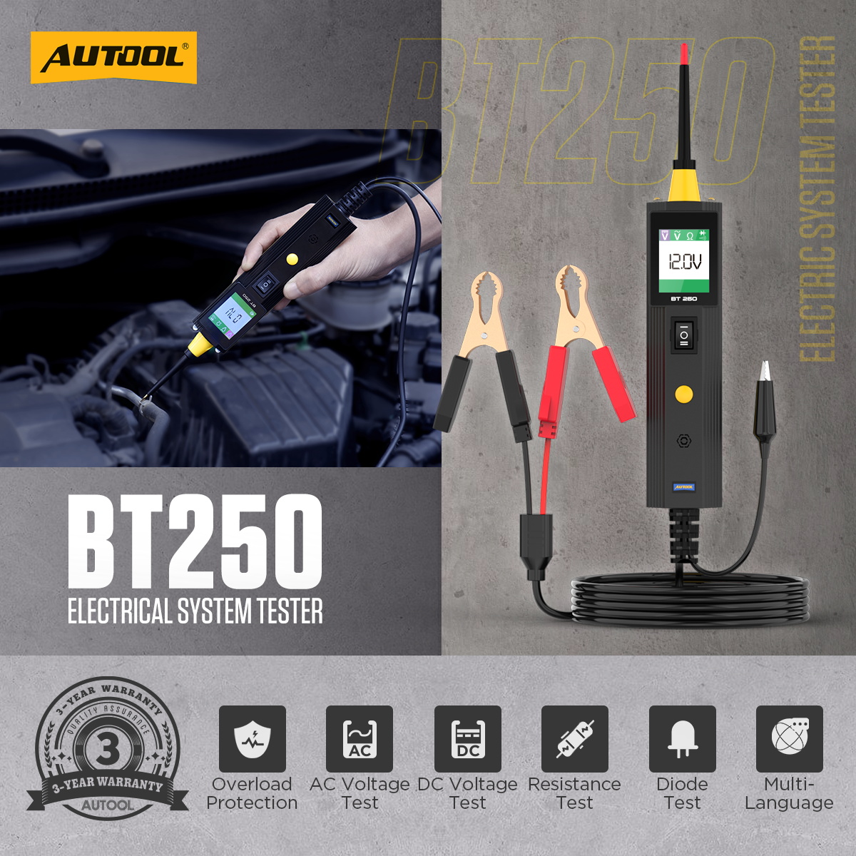 AUTOOL BT250 exact-model product and supplied setup view.