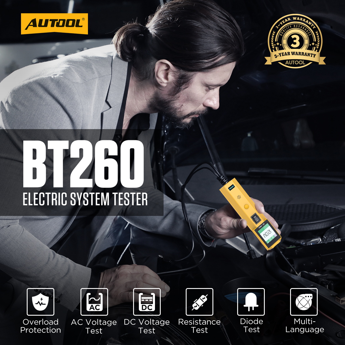 AUTOOL BT260 exact-model product and supplied setup view.