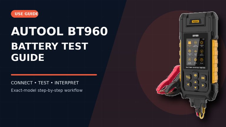 AUTOOL BT960 battery test guide editorial cover.