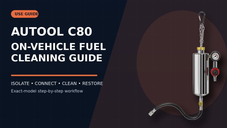 AUTOOL C80 fuel system cleaning machine beside a How to Use title.
