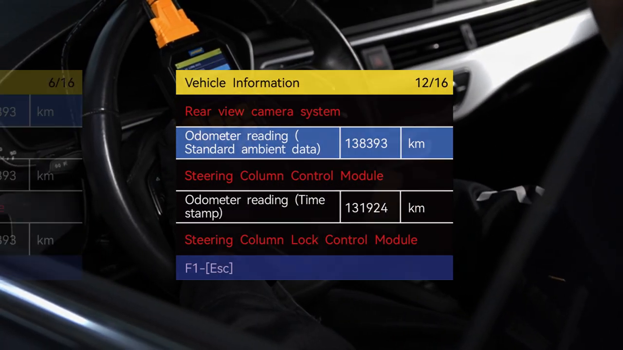 AUTOOL CS310 screen during a vehicle mileage record scan.