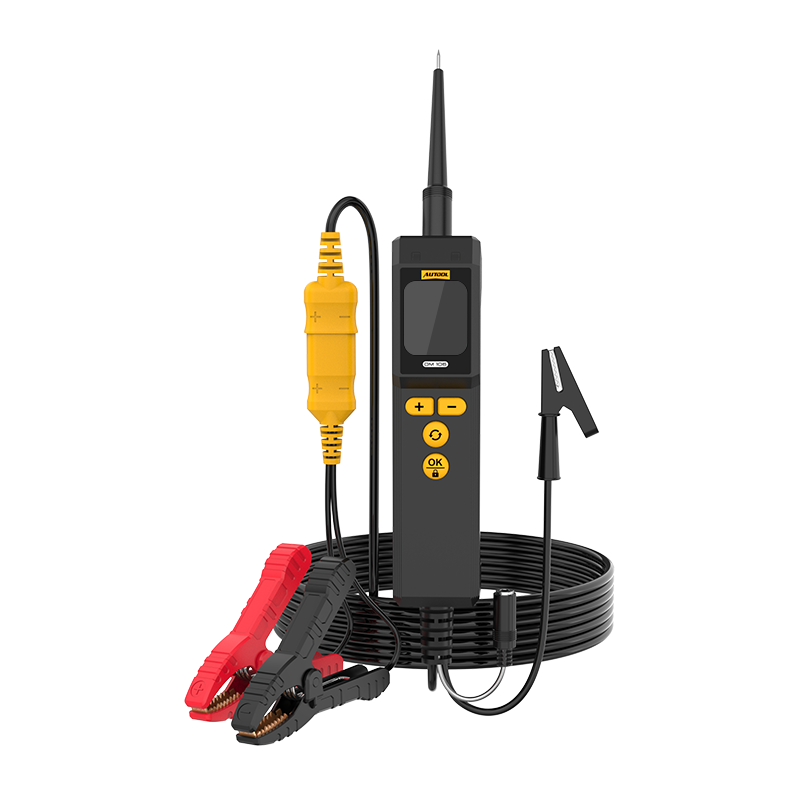 AUTOOL DM106 electrical diagnostic meter and supplied setup.
