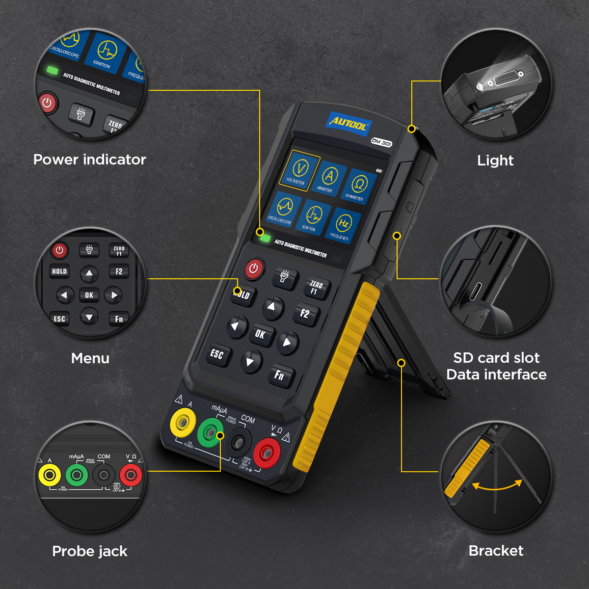 AUTOOL DM301 input ports controls and diagnostic interfaces.