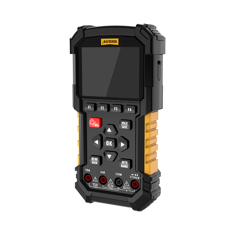 AUTOOL DM306 electrical diagnostic meter and supplied setup.
