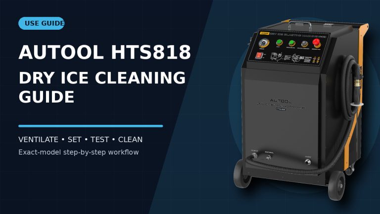 AUTOOL HTS818 dry ice cleaning machine beside a How to Use title.
