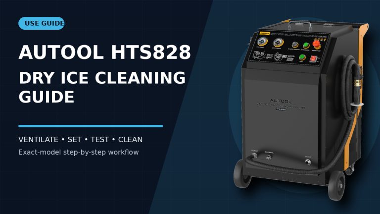 AUTOOL HTS828 dry ice cleaning machine beside a How to Use title.
