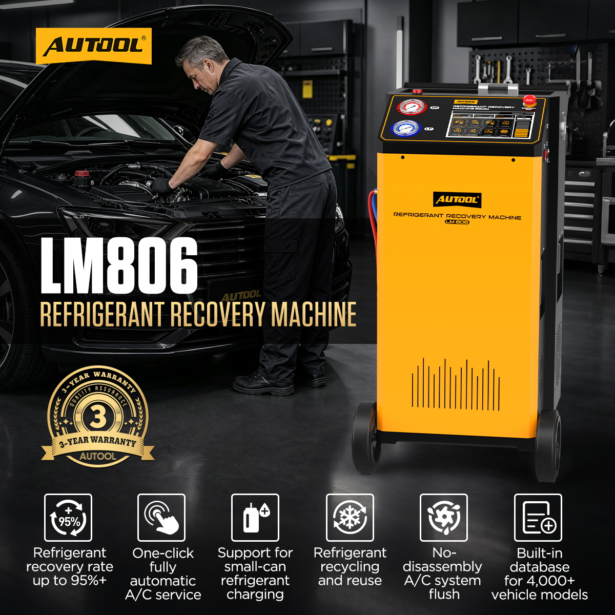 AUTOOL LM806 exact-model product and supplied setup view.