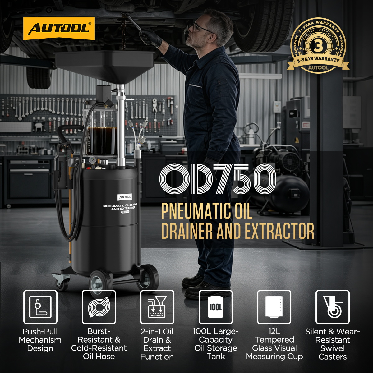 AUTOOL OD750 exact-model product and supplied setup view.