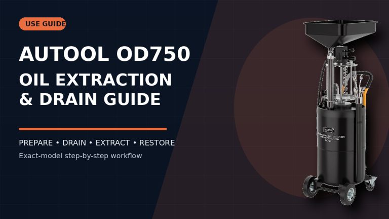 AUTOOL OD750 oil drainer and extractor beside a How to Use title.