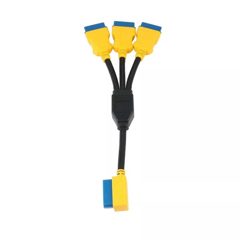 AUTOOL OBD2 splitter cable with one male plug and three female branches.