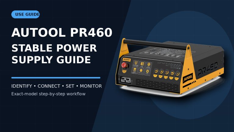 AUTOOL PR460 stabilized power supply beside a How to Use title.