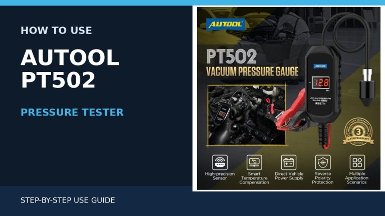 AUTOOL PT502 pressure tester beside a How to Use title.