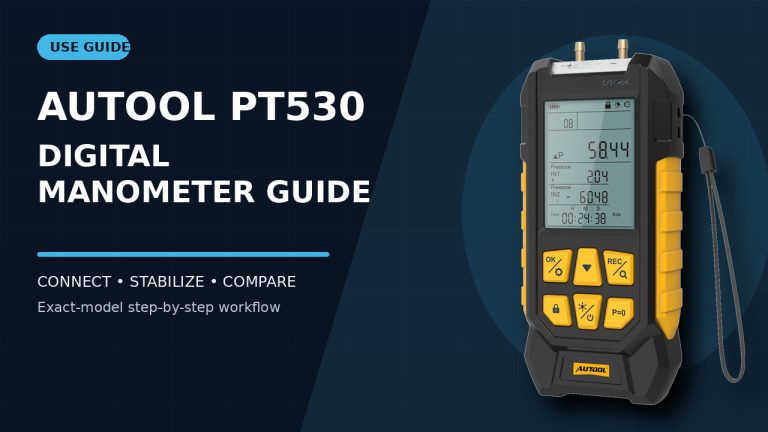 AUTOOL PT530 digital manometer guide editorial cover.