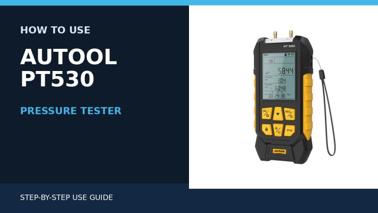 AUTOOL PT530 pressure tester beside a How to Use title.