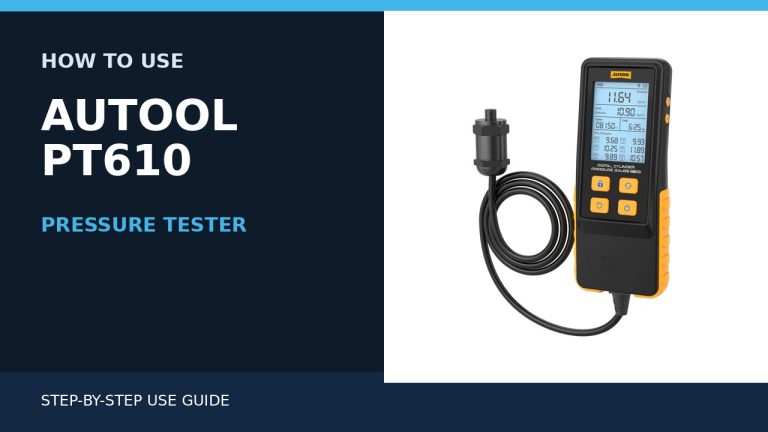 AUTOOL PT610 pressure tester beside a How to Use title.