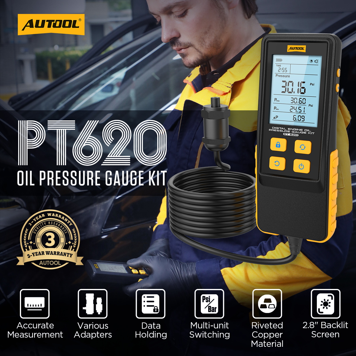 AUTOOL PT620 exact-model product and supplied setup view.