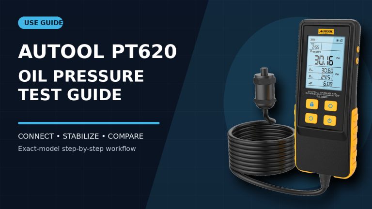 AUTOOL PT620 oil pressure test guide editorial cover.