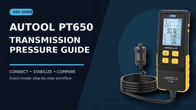 AUTOOL PT650 transmission pressure guide editorial cover.