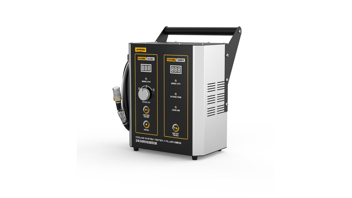AUTOOL SC301 cooling-system vacuum tester and filler on a white background.