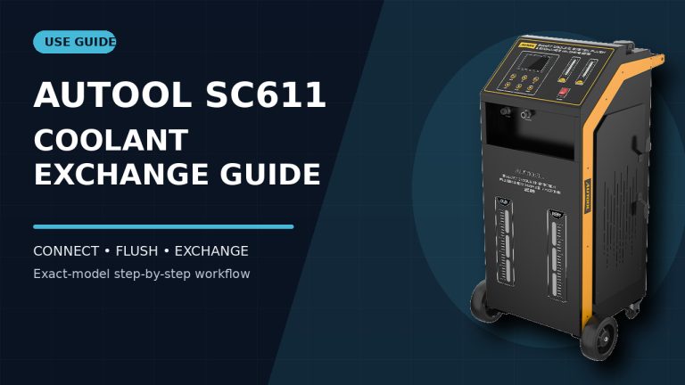 AUTOOL SC611 coolant flush and exchange machine beside a How to Use title.