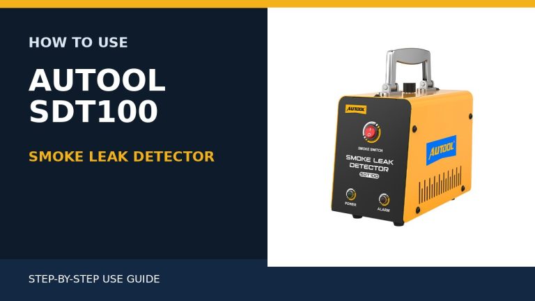 AUTOOL SDT100 smoke leak detector beside a How to Use title.