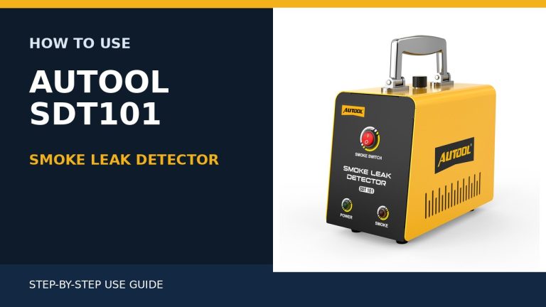 AUTOOL SDT101 smoke leak detector beside a How to Use title.